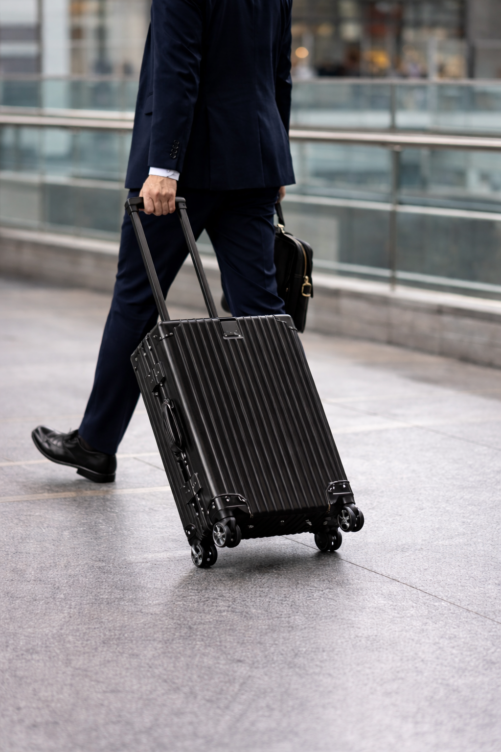 Valise 62 cm en aluminium – VALORIUM – moyenne taille avec roues pivotantes et serrure intégrée